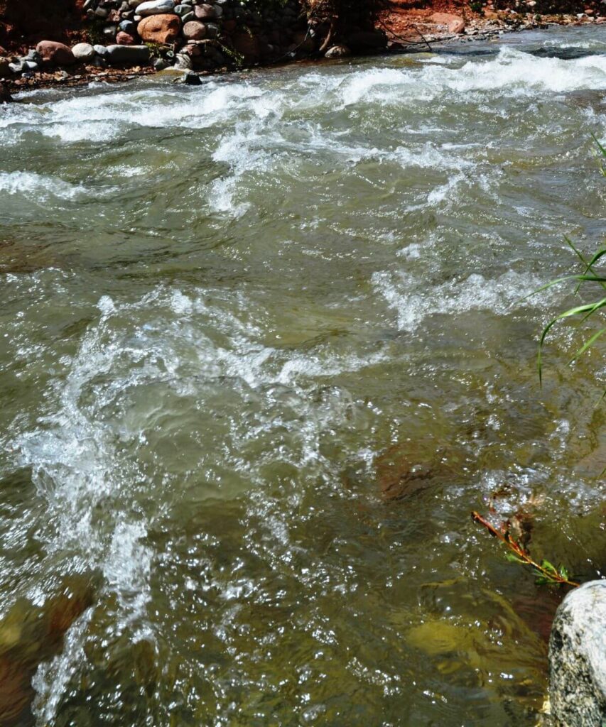 Baignade possible dans les zones peu profondes de la rivière (selon saison)